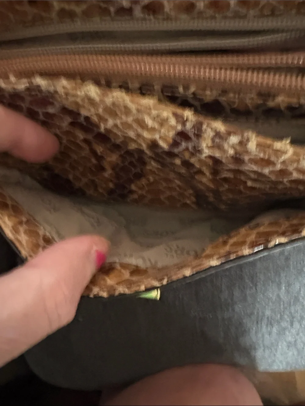 Michael Kors Tan Brown Snake-Print Chain Shoulder Bag